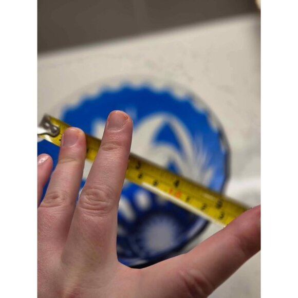 Vintage cobalt blue and clear glass vase 7" - Picture 6 of 7